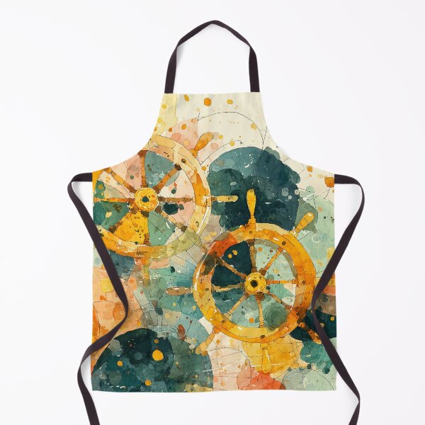 Item preview, Minimalistic Watercolor Nautical Ship Wheel Pattern designed and sold by solynneart.
