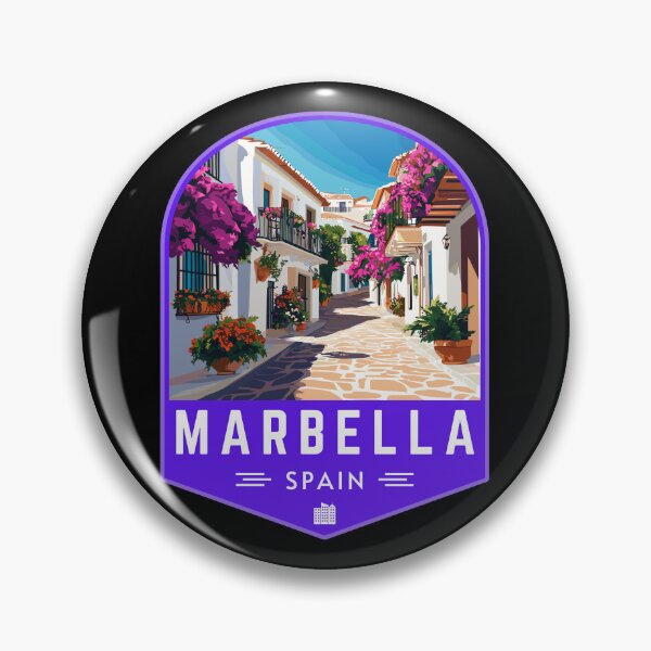 Item preview, Marbella in Malaga, Spain Vintage Travel Art Badge designed and sold by MaateoDesign.