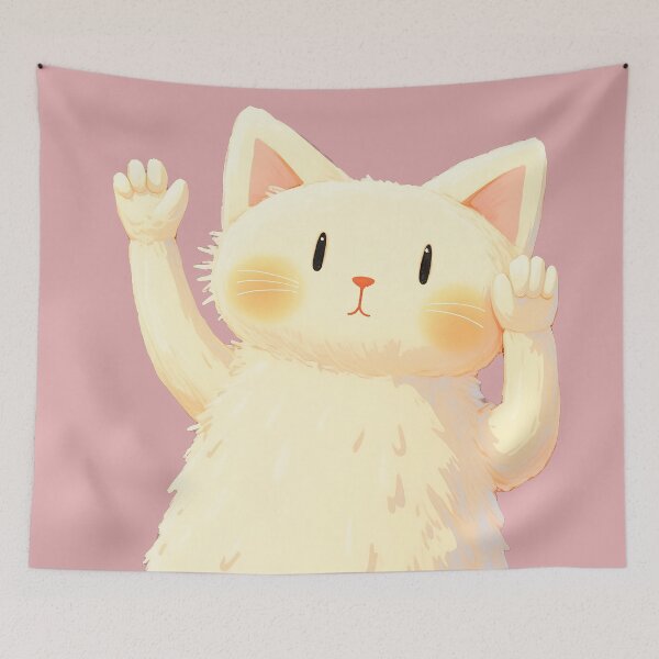 Item preview, Kawaii Mime Cat – Cute White Feline Portrait designed and sold by DesertOptimist.