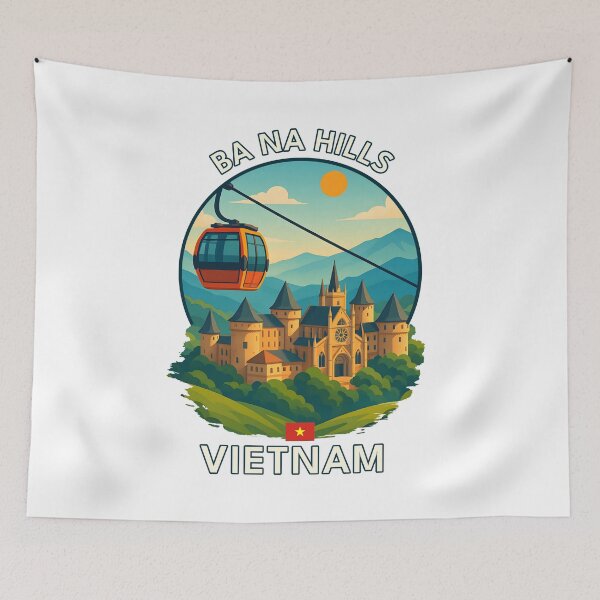 Item preview, Ba Na Hills Cable Car Da Nang Vietnam - Iconic Asia Landmark Travel vacation destination souvenir art  designed and sold by inkNext.