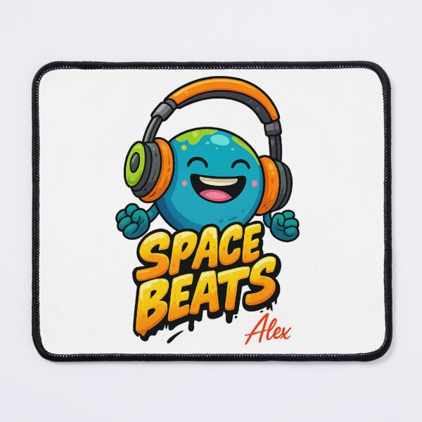 Item preview, Space Beats – Cute Planet with Headphones designed and sold by AlexLineArt.