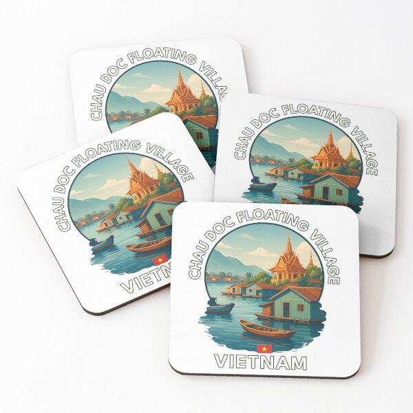 Item preview, Chau Doc Floating Village An Giang Vietnam - Iconic Asia Landmark Travel vacation destination souvenir art  designed and sold by inkNext.
