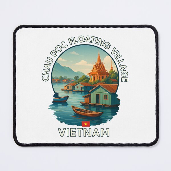 Item preview, Chau Doc Floating Village An Giang Vietnam - Iconic Asia Landmark Travel vacation destination souvenir art designed and sold by inkNext.