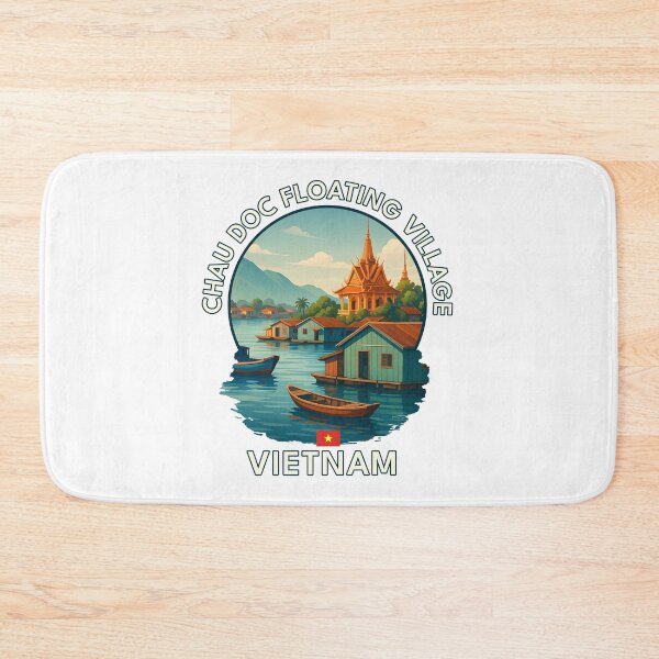 Item preview, Chau Doc Floating Village An Giang Vietnam - Iconic Asia Landmark Travel vacation destination souvenir art  designed and sold by inkNext.