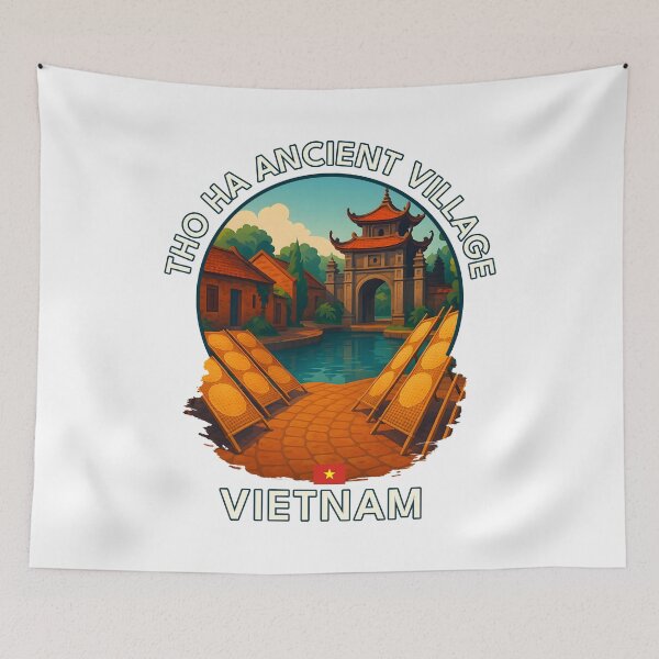 Item preview, Tho Ha Ancient Village Bac Giang Vietnam - Iconic Asia Landmark Travel vacation destination souvenir art  designed and sold by inkNext.