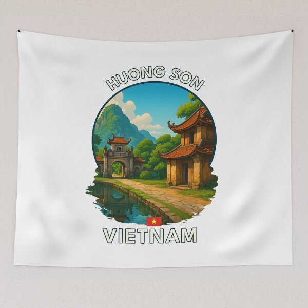 Item preview, Huong Son Ancient Village Ha Nam Vietnam - Iconic Asia Landmark Travel vacation destination souvenir art  designed and sold by inkNext.
