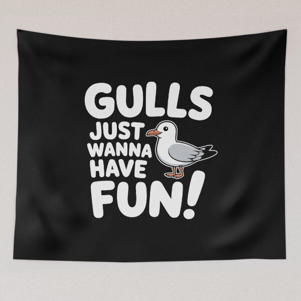 Item preview, Gulls Just Wanna Have Fun! Funny Seagull Pun designed and sold by PMCreative.