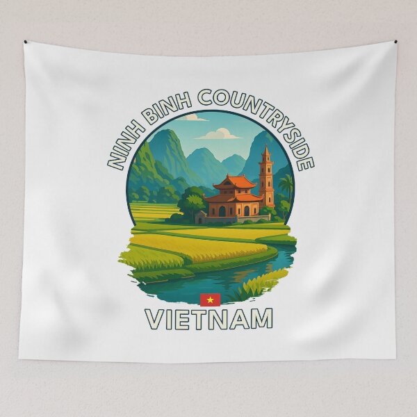 Item preview, Ninh Binh Countryside Vietnam - Iconic Asia Landmark Travel vacation destination souvenir art  designed and sold by inkNext.