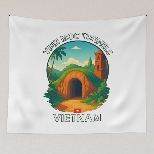 Item preview, Vinh Moc Tunnels  Quang Tri Vietnam - Iconic Asia Landmark Travel vacation destination souvenir art  designed and sold by inkNext.