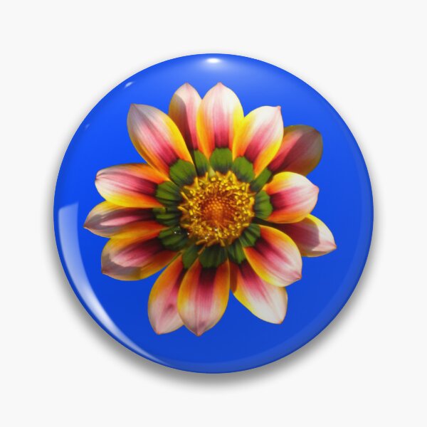 Item preview, Multicolor Fiesta Gazania with Water Sparkles on Blue designed and sold by JoyousArt4u.