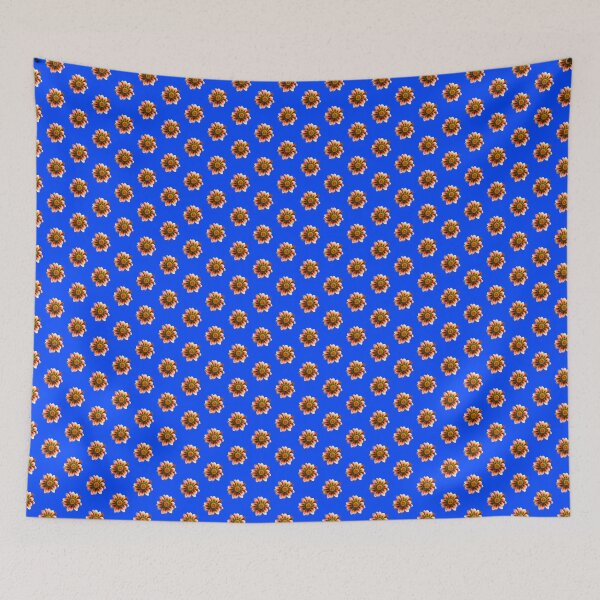 Item preview, Multicolor Fiesta Gazania with Water Sparkles on Blue designed and sold by JoyousArt4u.