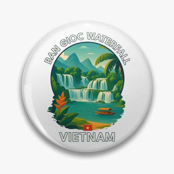 Item preview, Ban Gioc Waterfall Cao Bang Vietnam - Iconic Asia Landmark Travel vacation destination souvenir art  designed and sold by inkNext.