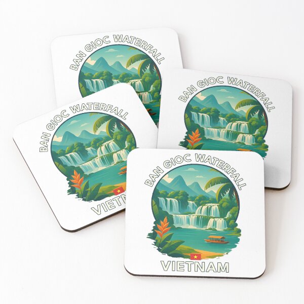 Item preview, Ban Gioc Waterfall Cao Bang Vietnam - Iconic Asia Landmark Travel vacation destination souvenir art  designed and sold by inkNext.
