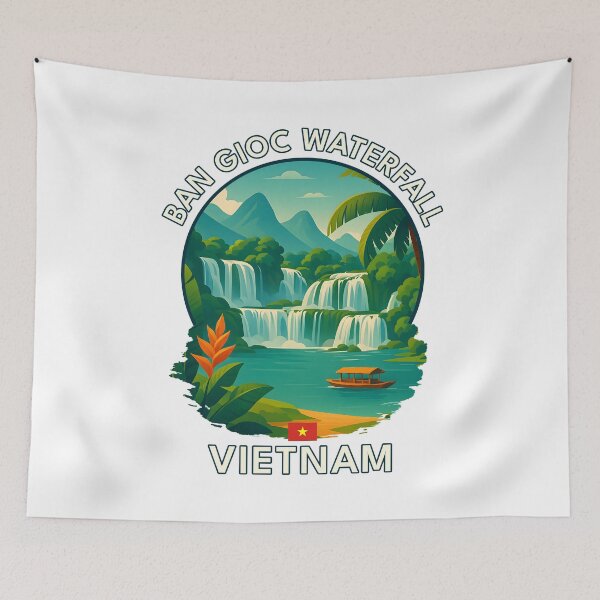 Item preview, Ban Gioc Waterfall Cao Bang Vietnam - Iconic Asia Landmark Travel vacation destination souvenir art designed and sold by inkNext.