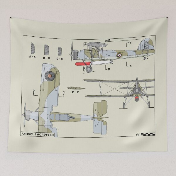 Item preview, Fairey Swordfish WW2 Biplane Torpedo Bomber Color Diagrams designed and sold by MilitaryMart.