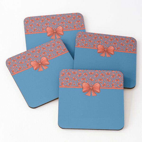 Item preview, Red bow with a ribbon dividing into a blue background with a pattern and without a pattern designed and sold by Cherevan.