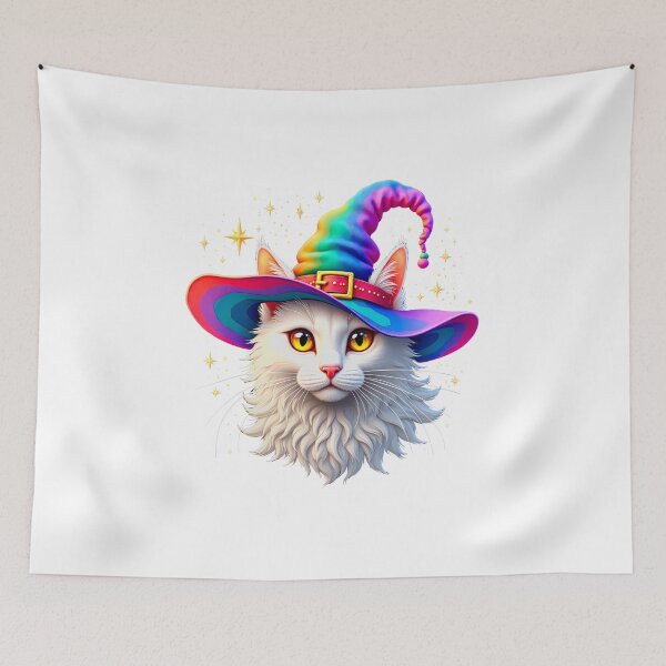 Item preview, A White Cat In a Rainbow Hat 1 designed and sold by Vysionia Media Market.