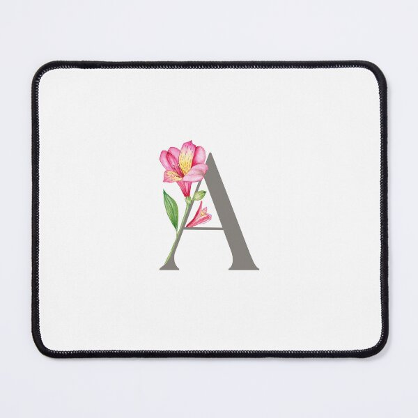 Item preview, Handpainted Botanical Monogram. A for Alstroemeria. Mushroom Grey designed and sold by calmandcreativeart.
