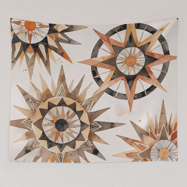 Item preview, Boho Geometric Sun Art Warm Neutral Watercolor designed and sold by Mos Thainique.