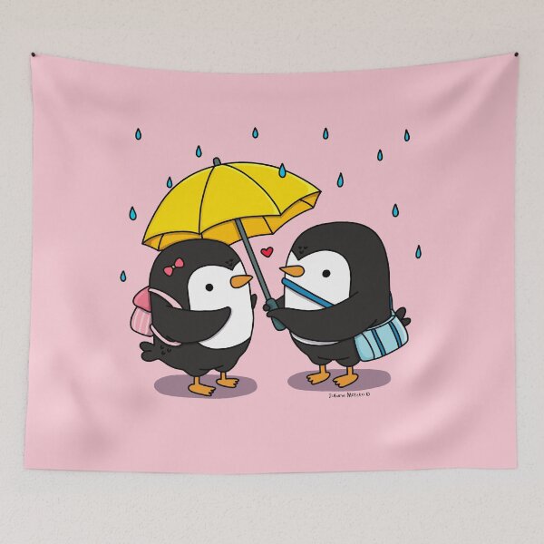 Item preview, Pareja de pingüinos compartiendo un paraguas en un día lluvioso designed and sold by thepenguinsfamily.