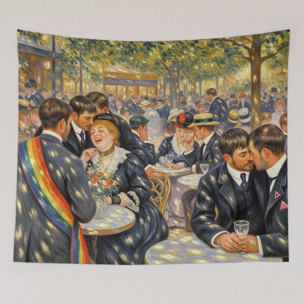 Item preview, Queer Pride Paris Café – Renoir Style Impressionist LGBTQ+ Art designed and sold by StateofQueer.