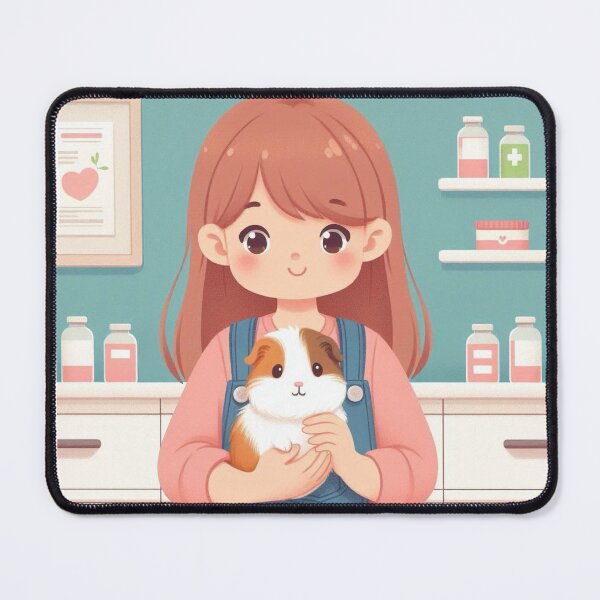 Item preview, Cute Girl with Guinea Pig at the Vet designed and sold by AlenaArtStudio.