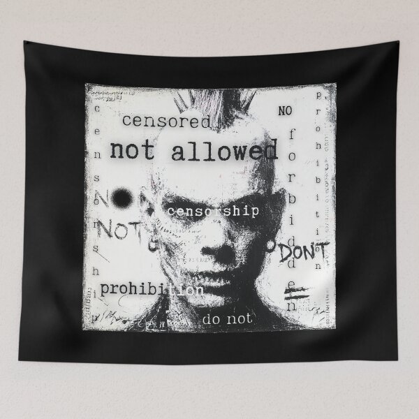 Item preview, Censorship, censored, black and white punk graphics designed and sold by silent-violin.