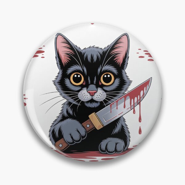 Item preview, Murderous Cat Pattern - Cute Black Cat with Knife and Blood Splatter designed and sold by YourSocialBae.