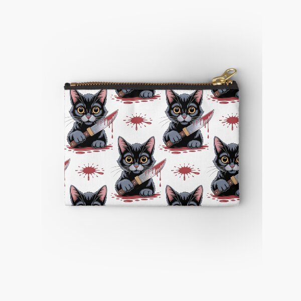 Item preview, Murderous Cat Pattern - Cute Black Cat with Knife and Blood Splatter designed and sold by YourSocialBae.