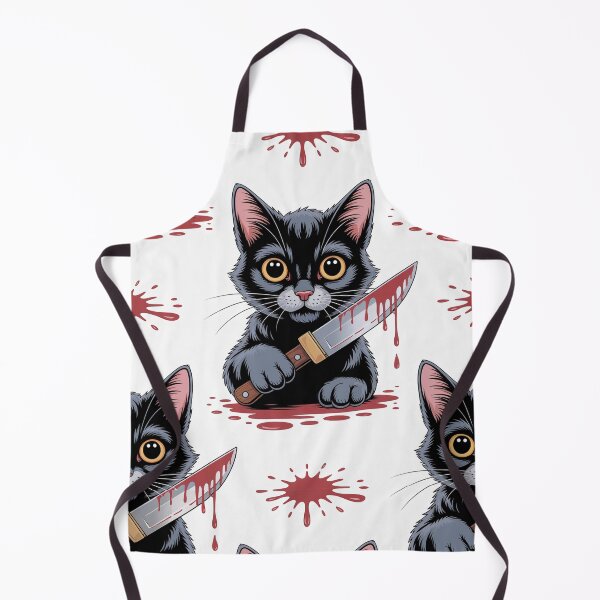 Item preview, Murderous Cat Pattern - Cute Black Cat with Knife and Blood Splatter designed and sold by YourSocialBae.