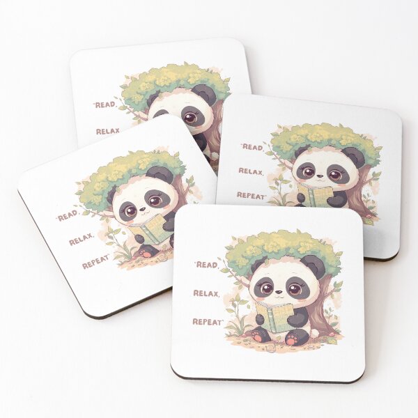 Item preview, Chibi Panda Reading a Book – Adorable Pastel Cartoon designed and sold by Beiek.
