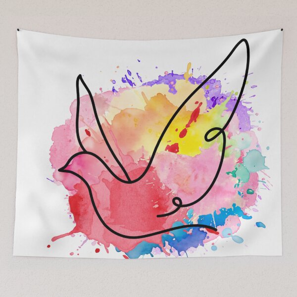 Item preview, Dove Line Art Watercolor – Minimalist Color Splash Animal Design designed and sold by TheFlowerreeb.