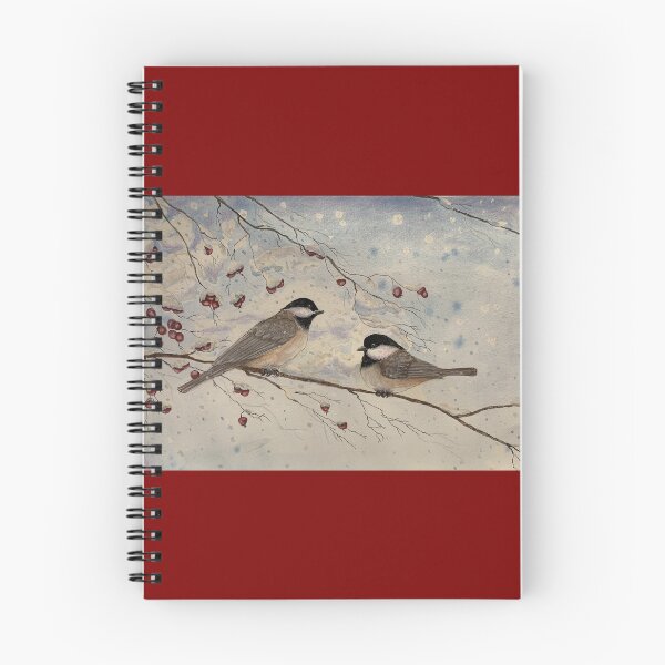 Item preview, 2 winter chickadees in watercolor and ink  designed and sold by BirdsandMoreArt.
