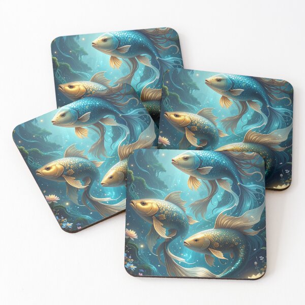 Item preview, Fantasy fish in the sea, gold blue underwater designed and sold by angel-cat-22.