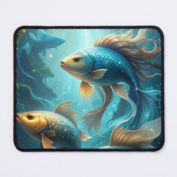 Item preview, Fantasy fish in the sea, gold blue underwater designed and sold by angel-cat-22.