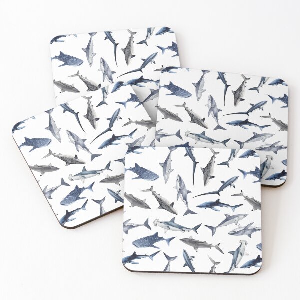 Item preview, SHARKS PATTERN (WHITE) designed and sold by BEATRIZ ABAITUA.