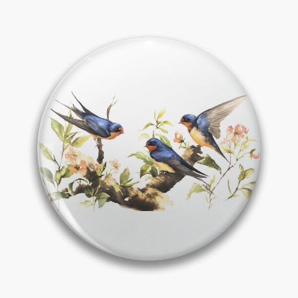 Item preview, Three Miniature Barn Swallows – Vintage Botanical Watercolor designed and sold by Alder and Cedarwood.