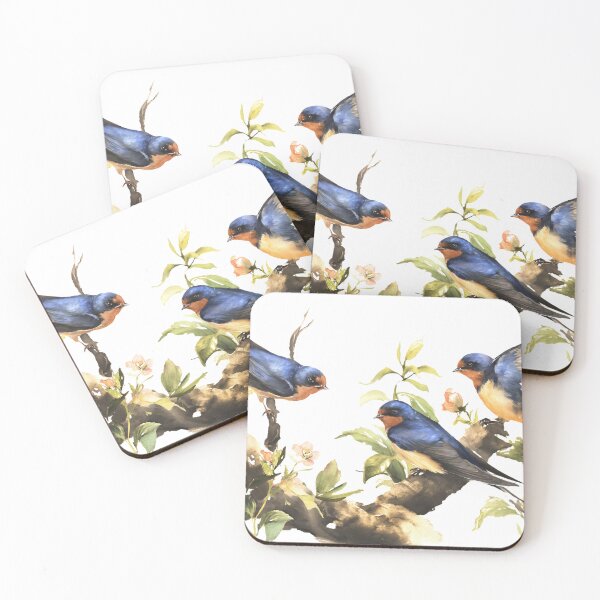Item preview, Three Miniature Barn Swallows – Vintage Botanical Watercolor designed and sold by Alder and Cedarwood.