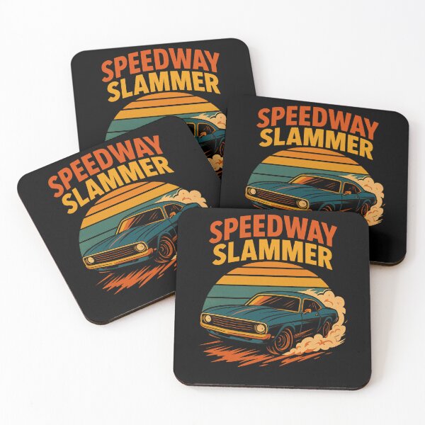 Item preview, Speedway Slammer – Retro Muscle Car Racing Art for Car Lovers designed and sold by Lunaria Arts.