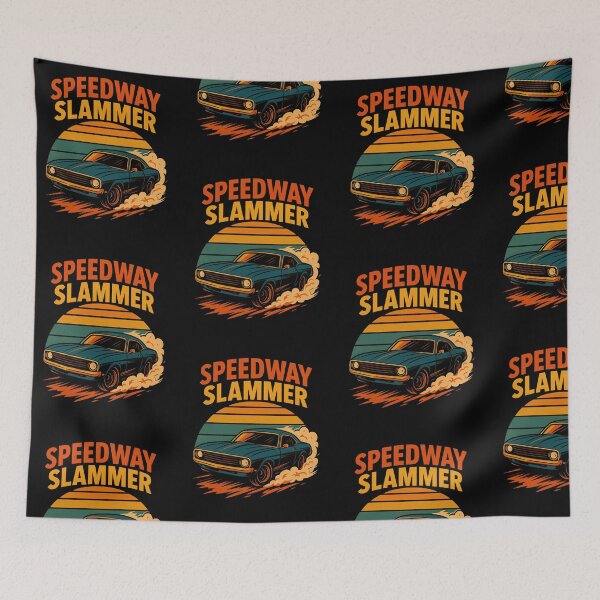 Item preview, Speedway Slammer – Retro Muscle Car Racing Art for Car Lovers designed and sold by Lunaria Arts.