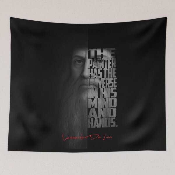 Item preview, Leonardo da Vinci – Monochrome Portrait Typography Artwork designed and sold by Enea Kelo.