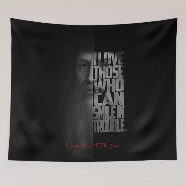 Item preview, Leonardo da Vinci – Monochrome Portrait Typography Artwork designed and sold by Enea Kelo.