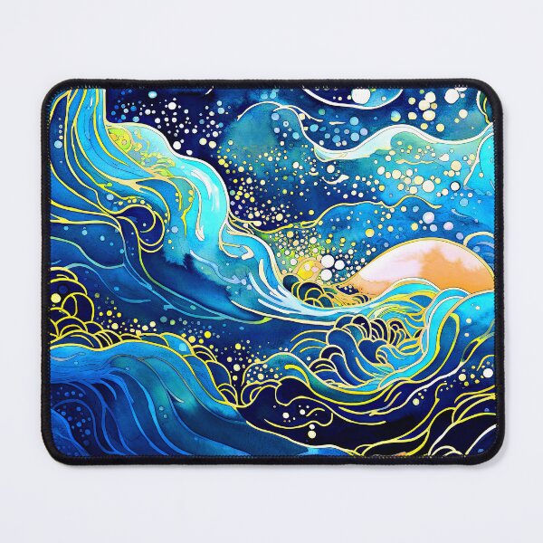 Item preview, Asian-Inspired Blue Ocean Waves Abstract Design Art designed and sold by DEC02.