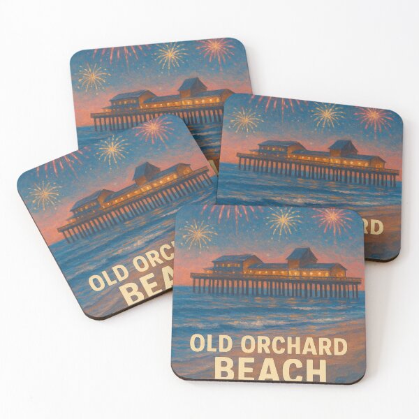Item preview, Old Orchard Beach Pier Fireworks Painting Coastal Design designed and sold by BoldlySaid.
