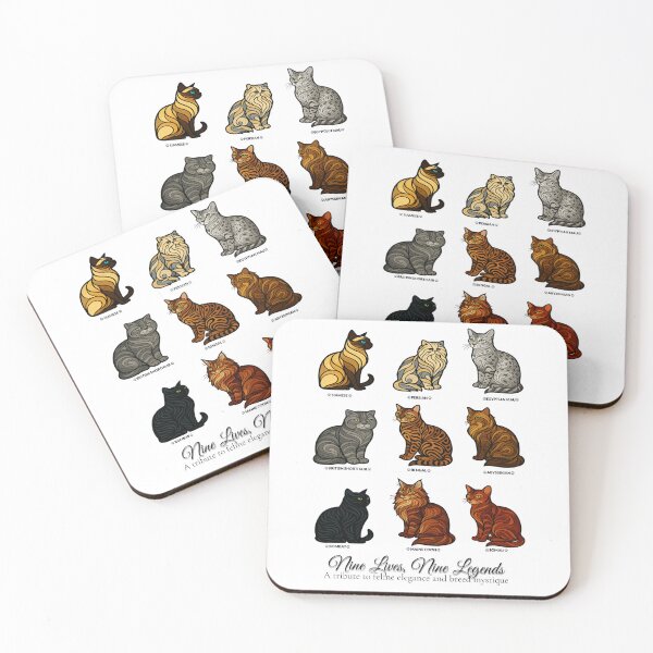 Item preview, Nine Lives, Nine Legends – Elegant Cat Breed Grid Design designed and sold by AstralFiber.