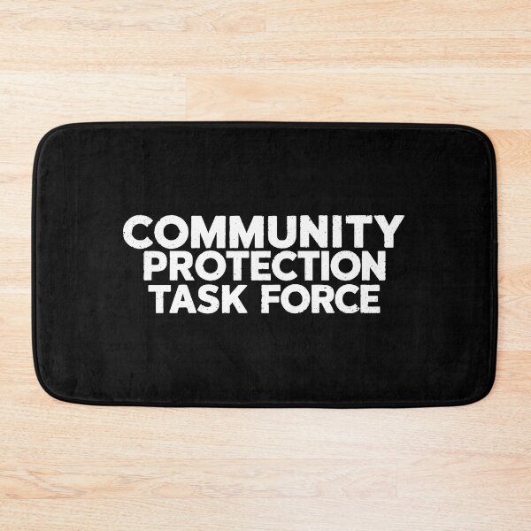 Item preview, Community Protection Task Force bold stencil protest font design on black for shirts stickers and awareness campaigns designed and sold by Brian Hibbs.