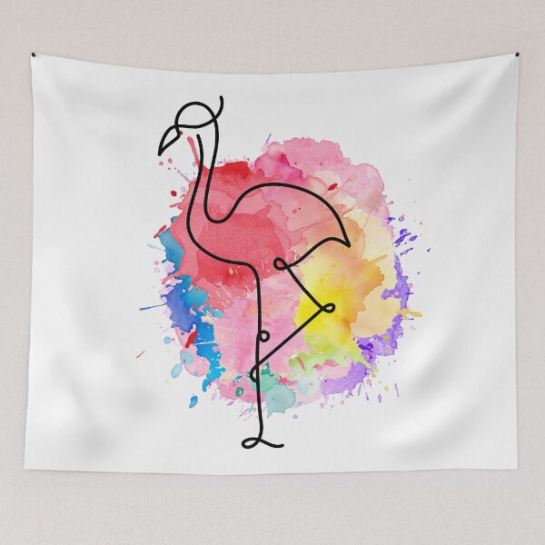 Item preview, Flamingo Line Art Watercolor – Minimalist Color Splash Animal Design designed and sold by TheFlowerreeb.