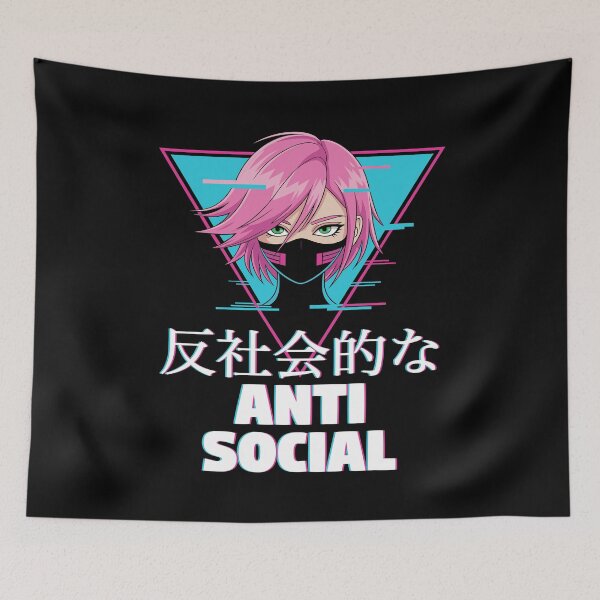 Item preview, Anime, anti social - color knockout designed and sold by MaveArts.