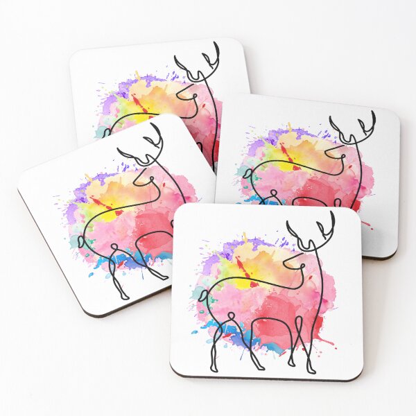 Aperçu de l'œuvre Aquarelle représentant un cerf – Dessin animalier minimaliste aux couleurs éclatantes créée et vendue par TheFlowerreeb.
