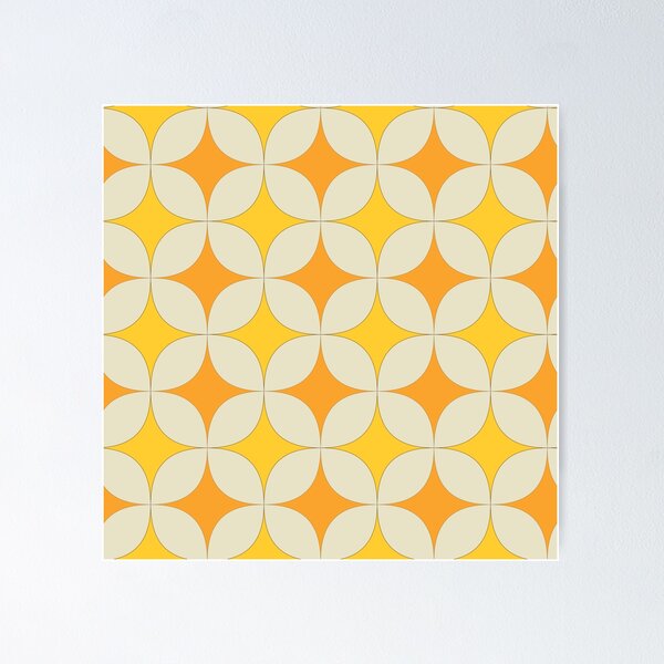 Item preview, Mid Century Atomic Starbursts in Orange and Mustard Yellow Pattern  designed and sold by Yasminepatterns .